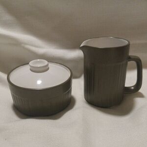 Mikasa Terra Stone Vintage  Mid-Century Sugar Bowl & Creamer Set